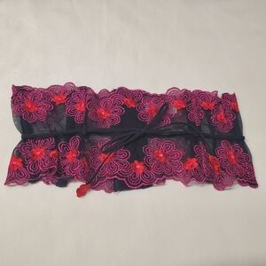 Victoria's Secret L Vintage Y2K Pink/Black Floral Lace Waist Cincher Belt